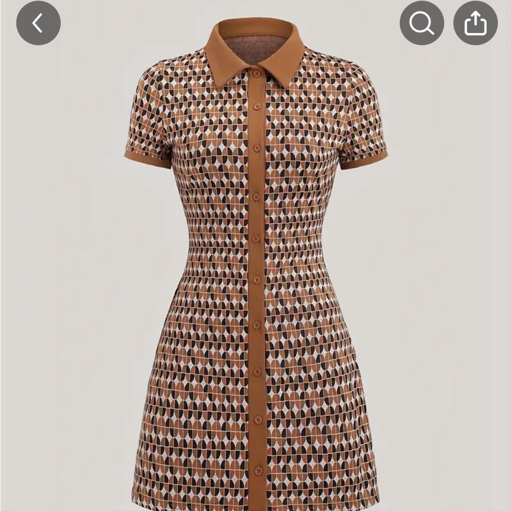 Geometric Patterned Brown Dress